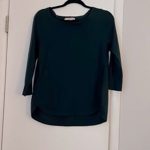 Dark Teal Lightweight Sweater with Rounded Hem